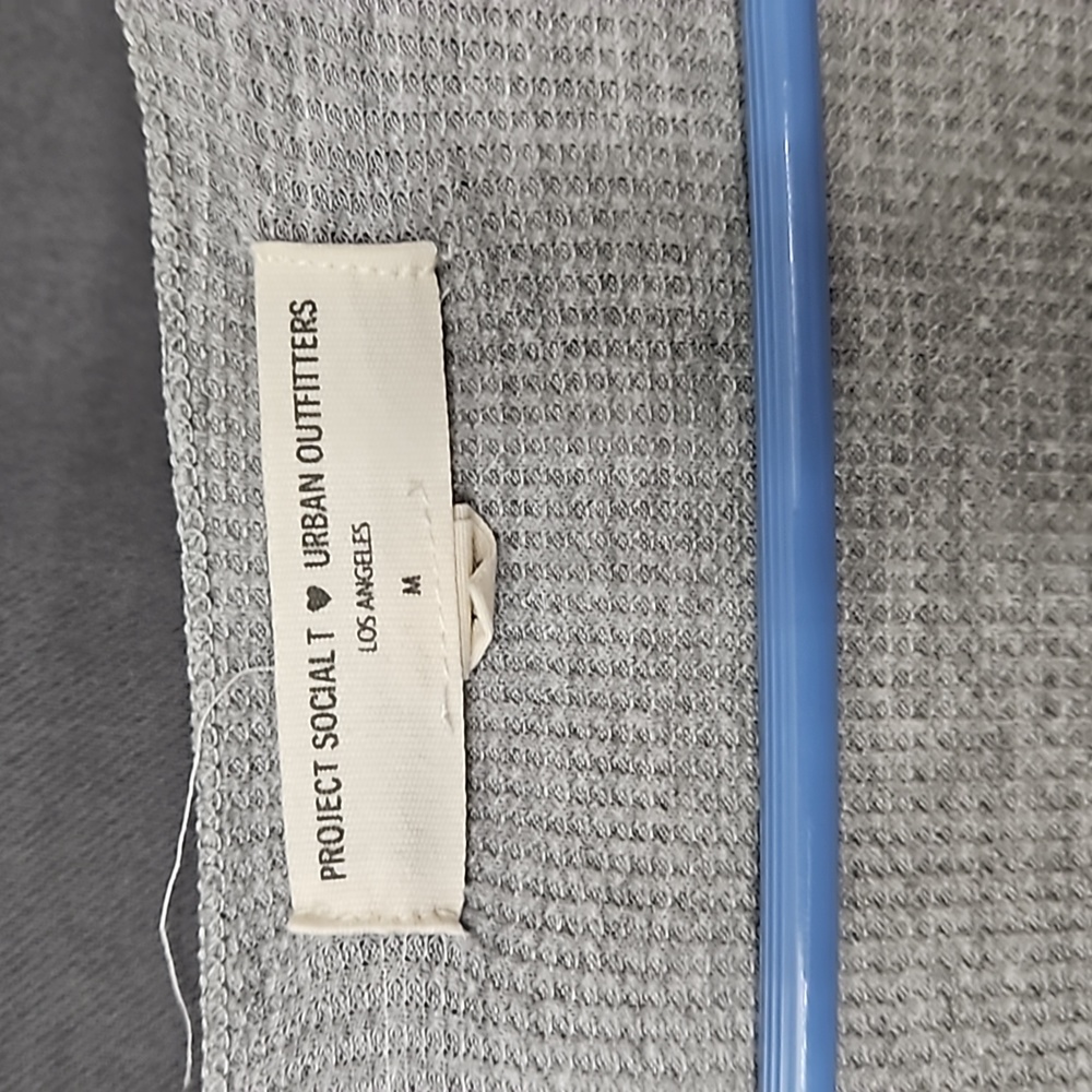 Urban Outfitters Project Social T grey waffle knit long sleeve top size … - Picture 3 of 9